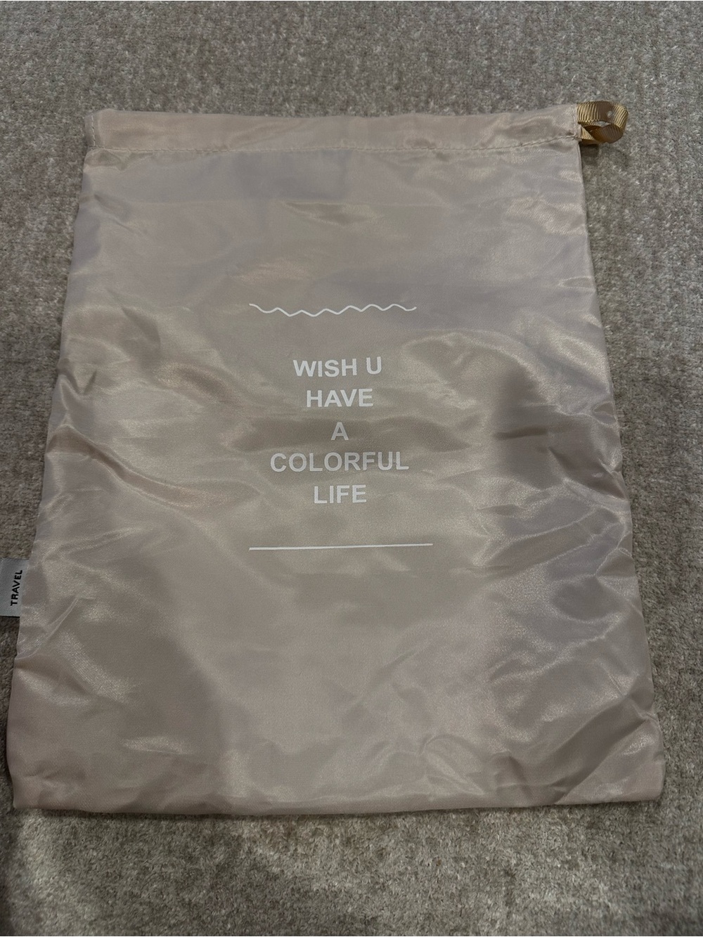 Neutral Beige Travel Drawstring Bag - WISH U HAVE A COLORFUL LIFE